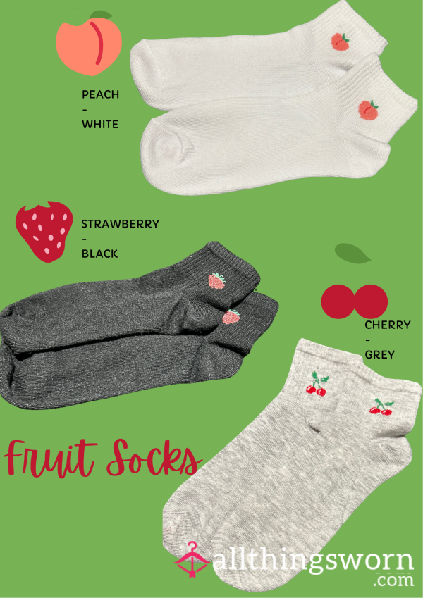 Cutesy Fruit Crew Socks 🍒 🍑 🍓