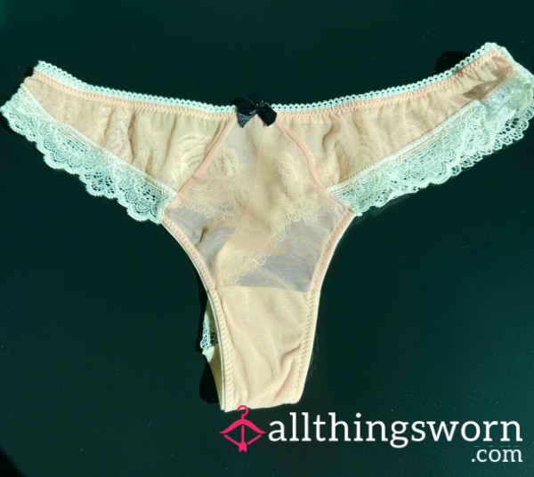 Cutesy Pink And White Thong