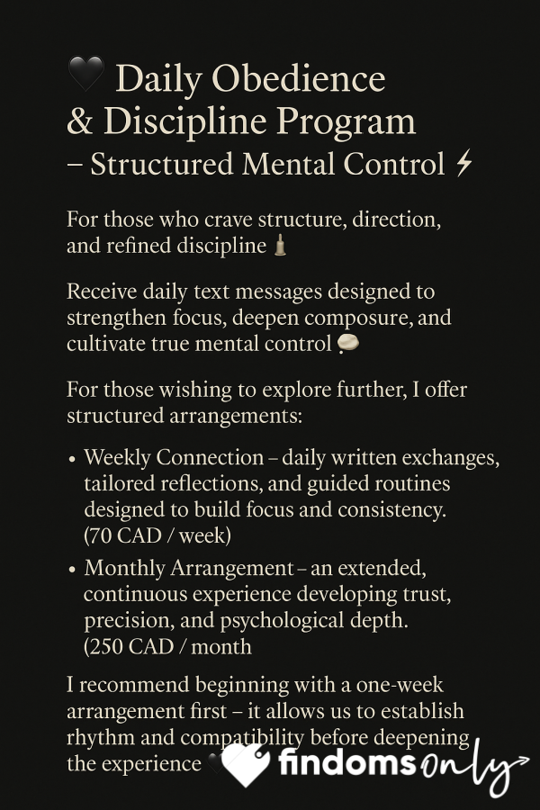 🖤 Daily Obedience & Discipline Program — Structured Mental Control ⚡