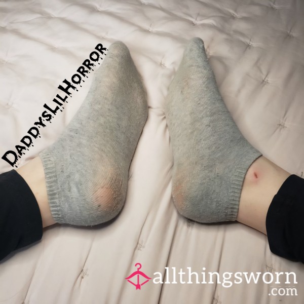 Damaged Grey Ankle Socks