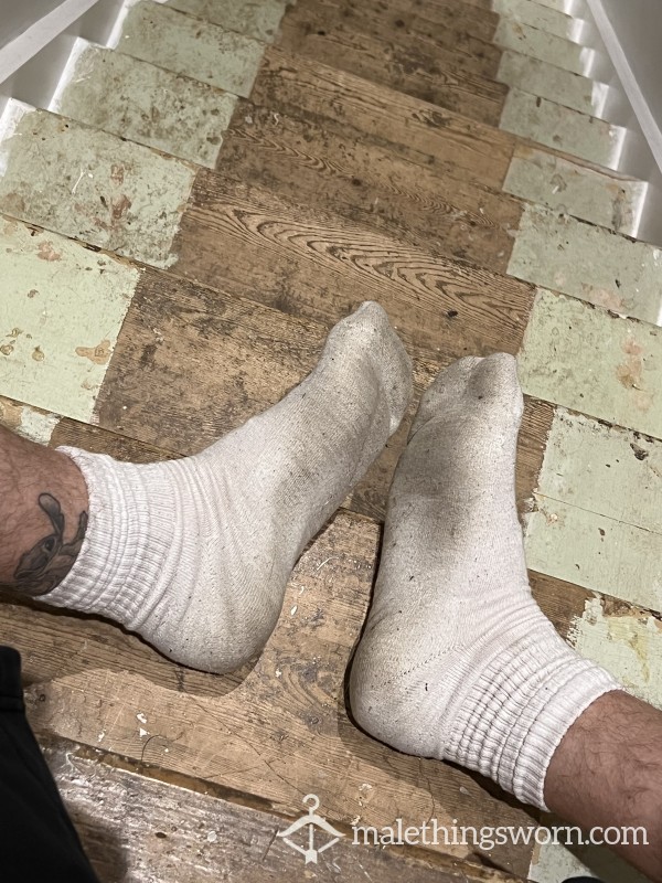 Damp Sweaty Thick White Socks