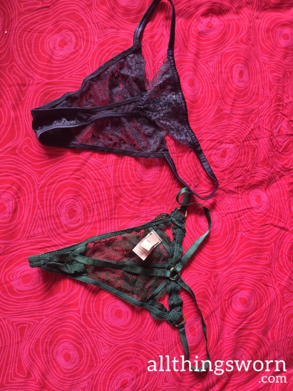 Dark Blue And Black Thongs