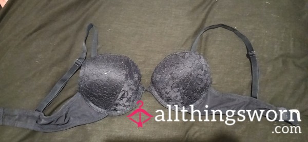 Dark Blue Bra With Cute Flower Patterns