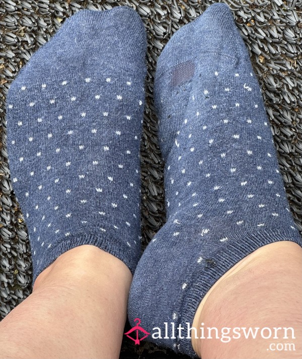 Dark Blue Cotton Polka Dot Ankle Socks 💙