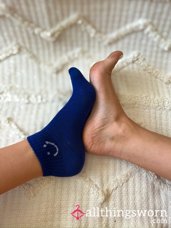 Dark Blue Happy Low-Ankle Socks - Worn To Your Liking 💙