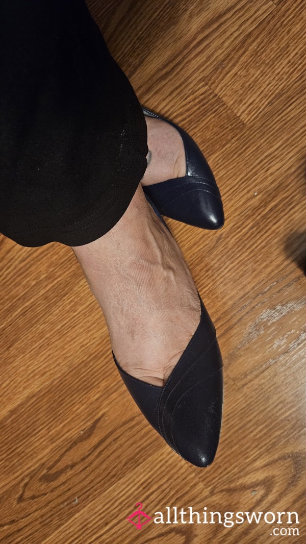 Dark Blue Vintage Leather Heels