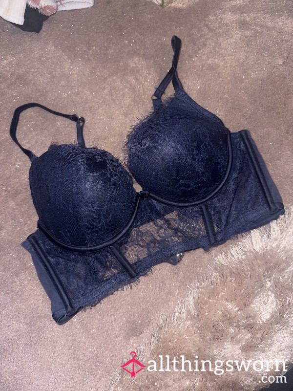 Dark Blue Lace Push Up Bra 34C