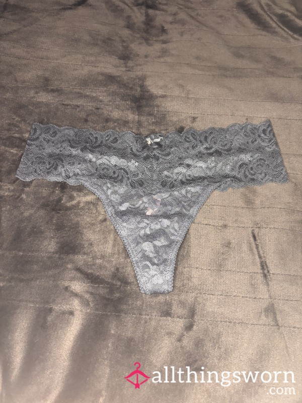 Dark Blue Lace Thong