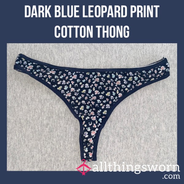 Dark Blue Leopard Print Cotton Thong🐆
