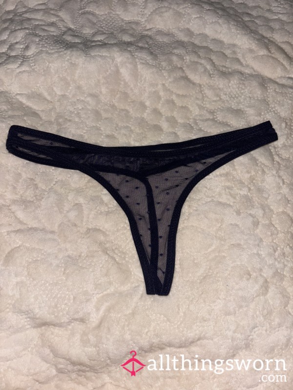 Dark Blue Mesh Polkadot G-string