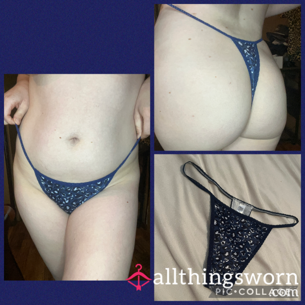 Dark Blue Print Thong