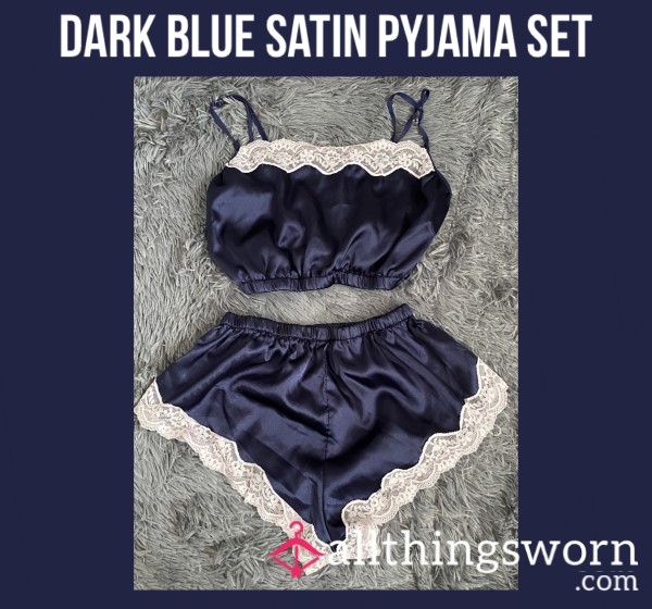 Dark Blue Satin Pyjama Set💤