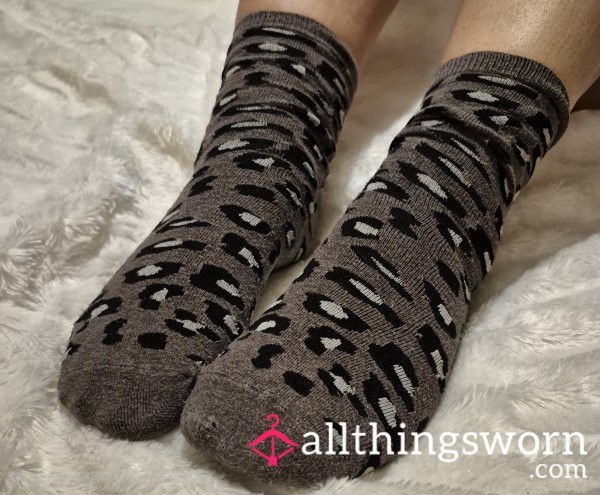 Dark Brown Cheetah Print Socks