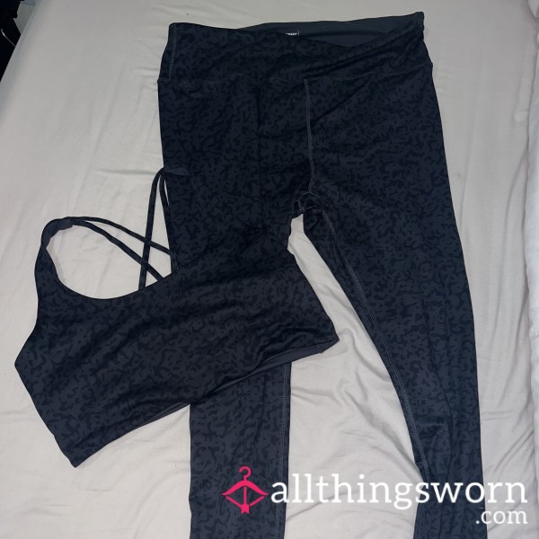 Dark Coloured Leopard Print Gym Set