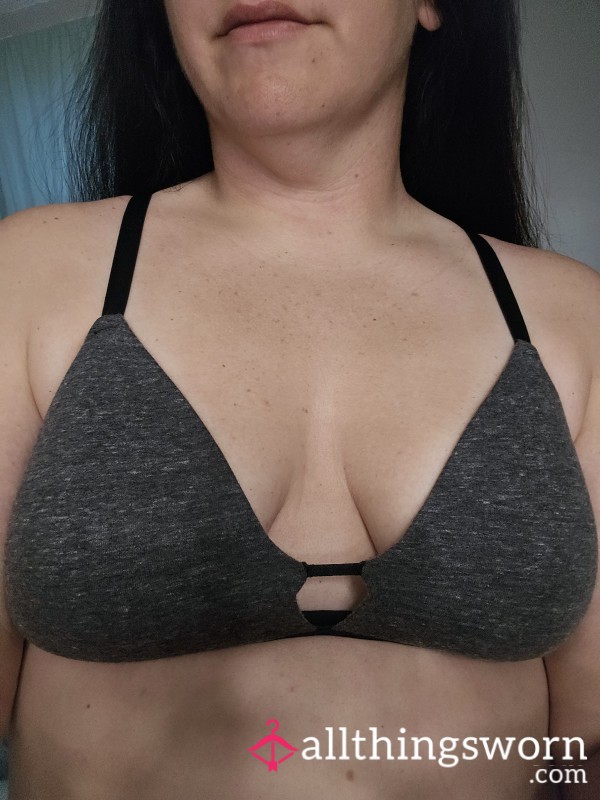 Dark Gray & Black Bra Covered In Sweat