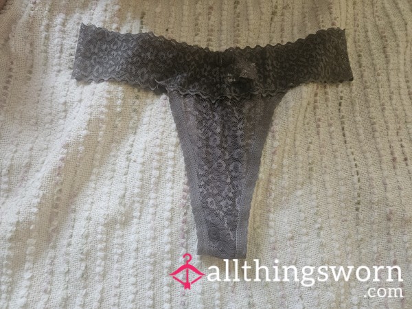 Dark Gray Lace Thong Large