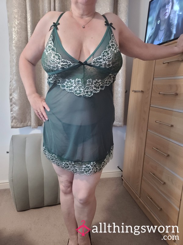 Dark Green Babydoll And G-string