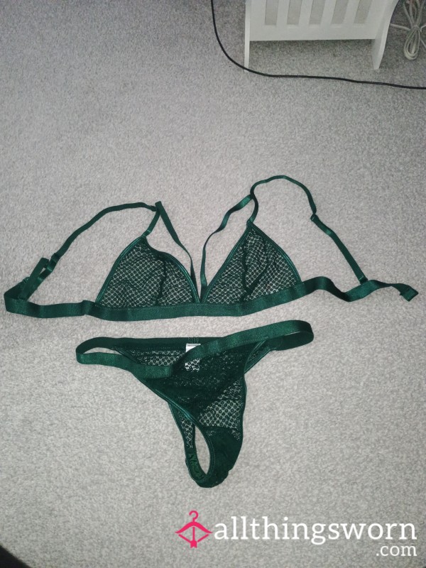 Dark Green Bra And Thong Set 💚
