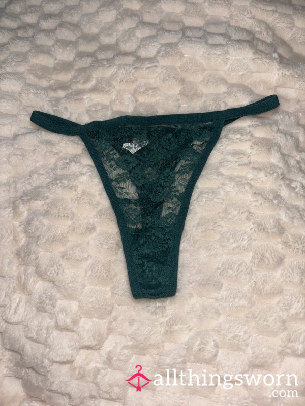 Dark Green Lace Thong