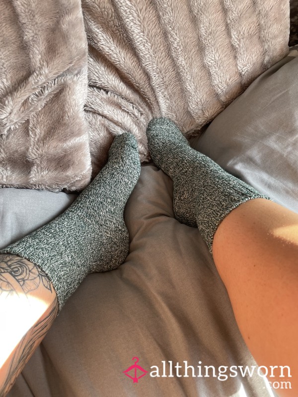 💚Dark Green Thick Cotton Socks - 24 Hours, Sweaty💚