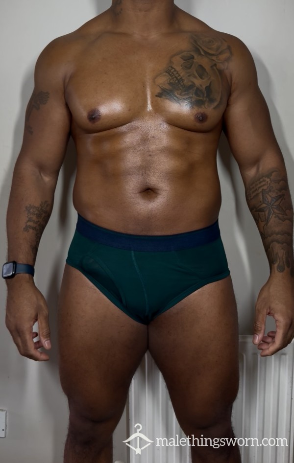 Dark Green Worn Briefs 💦🍆