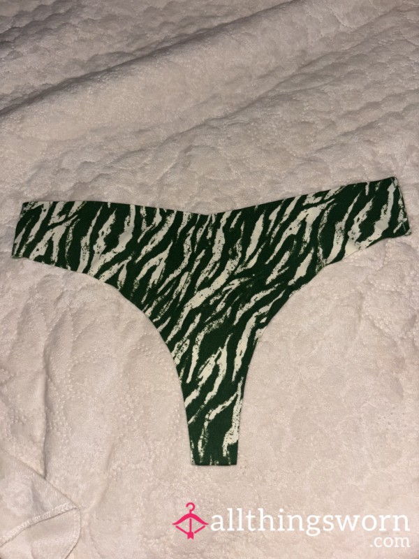 Dark Green Zebra Seamless Thong