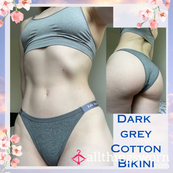 Dark Grey Cotton Bikini 🌚 Size Small▪️1 Day Wear - £20. Longer Wears And International Shipping Available 🌎