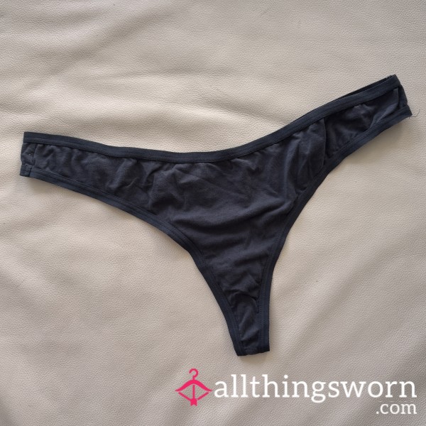 Dark Grey Cotton Thong