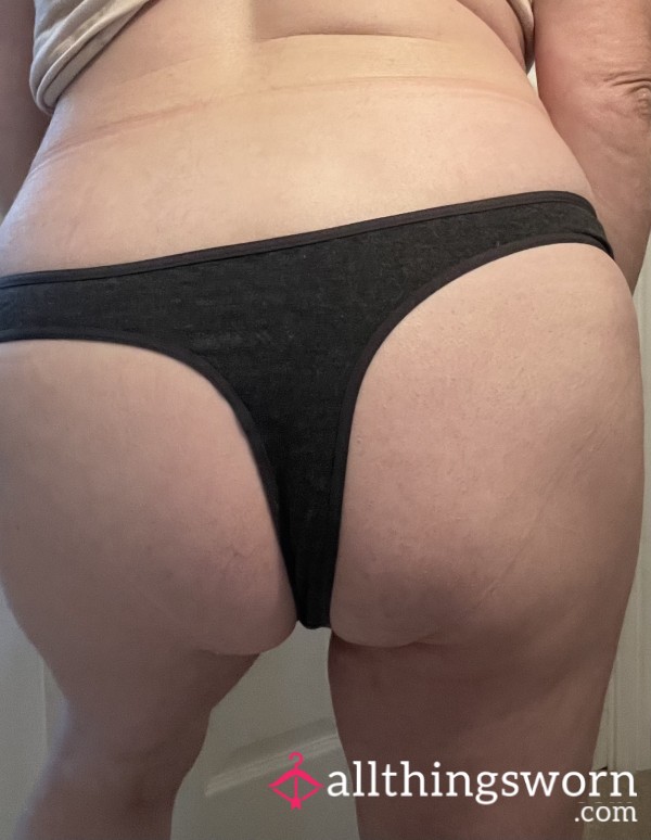 Dark Grey Cotton Thong