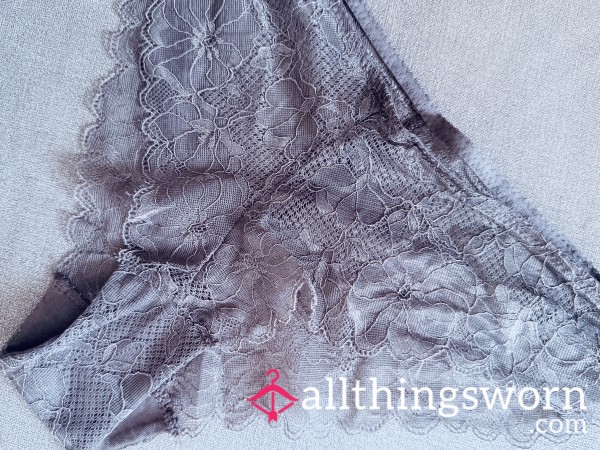 Dark Grey Thong Soaked Just For You 💦
