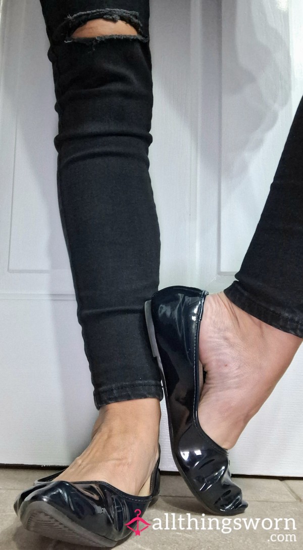 Dark Navy Shiny Flats