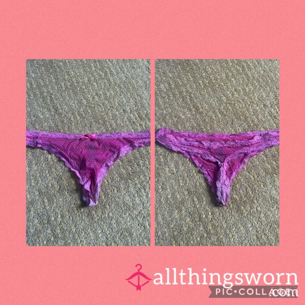 Dark Pink Laced Thong