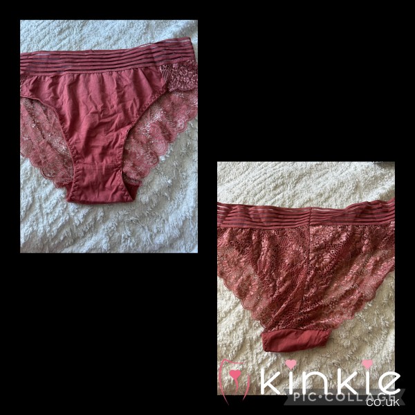 Dark Pink/red Lace And Cotton/satin Panties