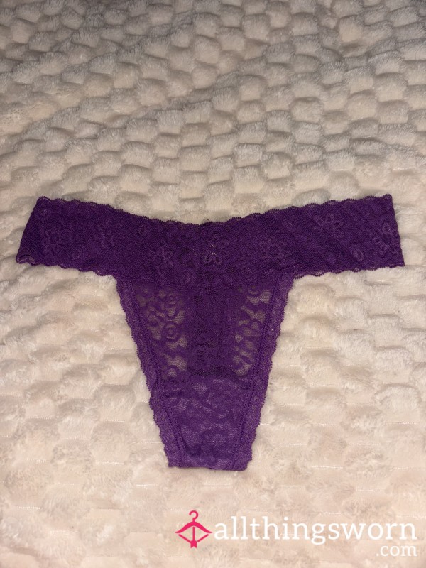 Dark Purple Lace Thong