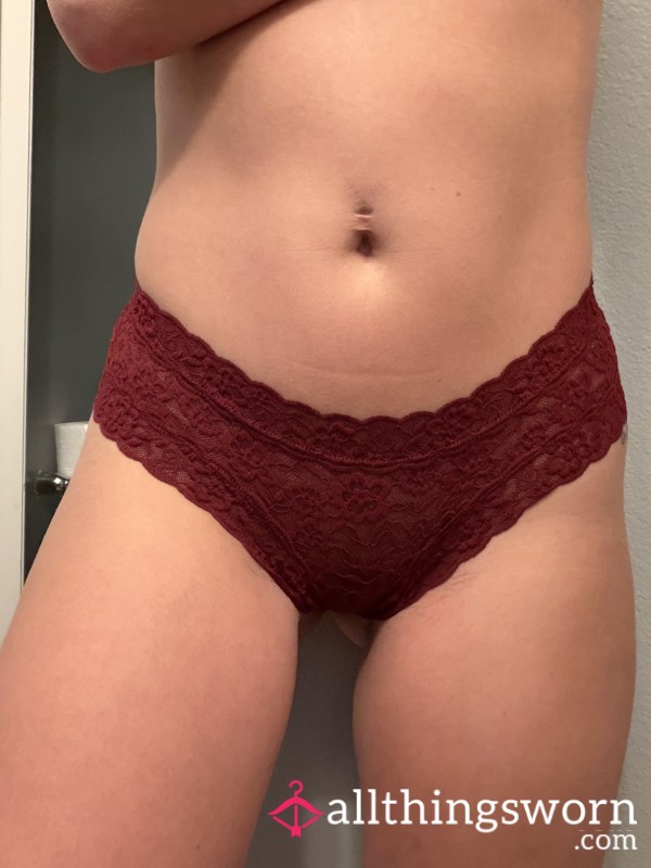 Dark Red Lace Thong