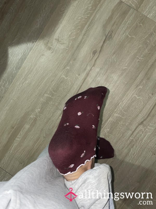 Dark Red Socks Worn Inside My Pink Nike Dunks😘