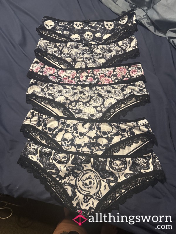 Dark Skull Silky Cotton Bikini Panties