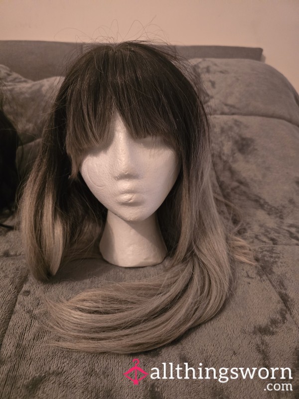 Dark/white Wig With Fringe