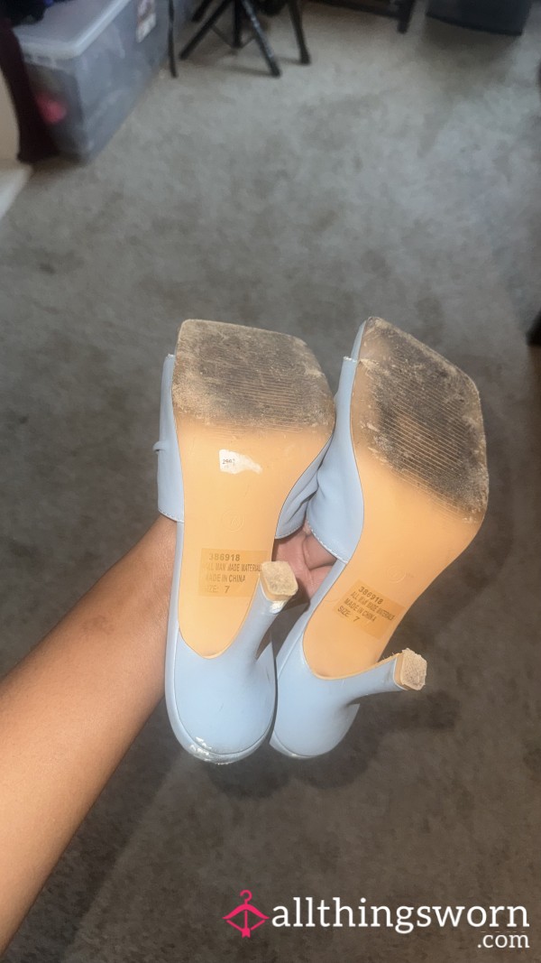 Day Out Heels 🩵 Scuffed, Worn & Irresistible