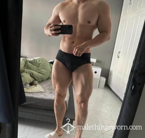 Day Worn Black Briefs – Sweaty & Well-Used