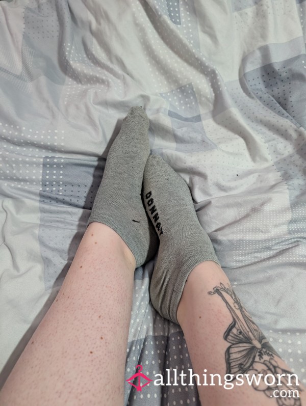 -Day Worn Grey Work Socks – Stained With Sweat & Scent Locked In