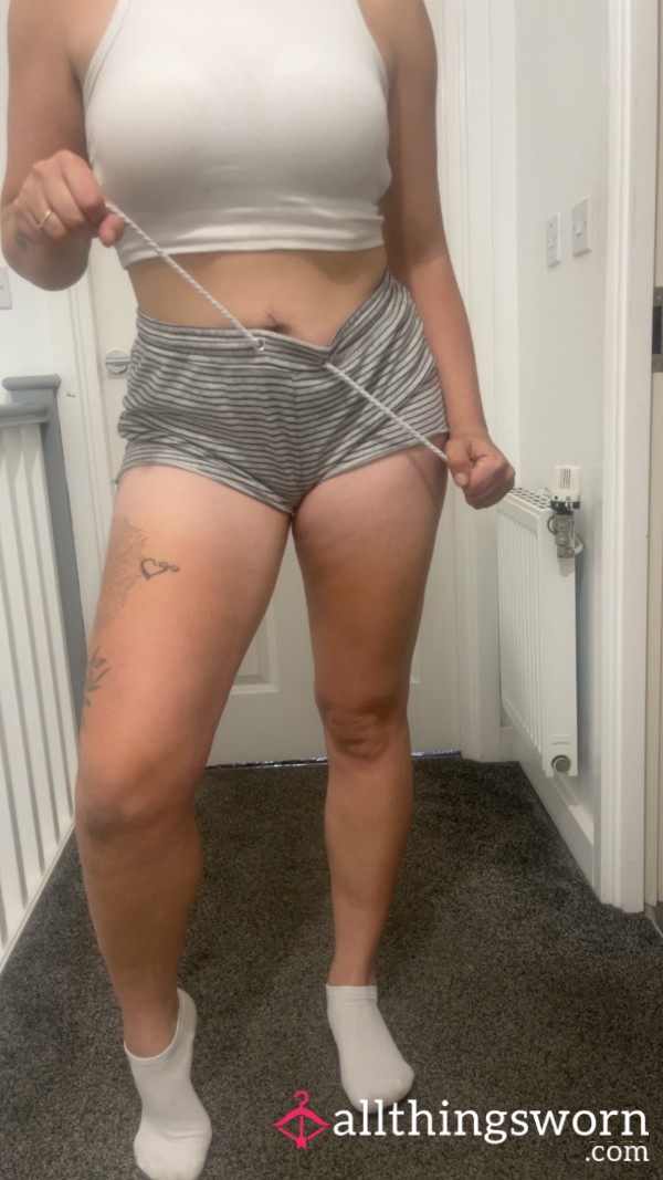 Decade Old - Grey And Black Striped, Short Shorts.