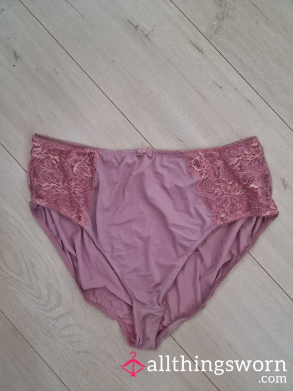 Deep Pink Panties Uk Size 22 Lace Panels And Silky
