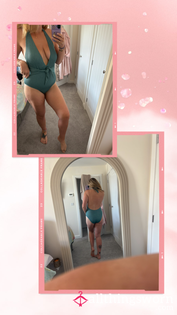 Deep Plunging Green Swimsuit