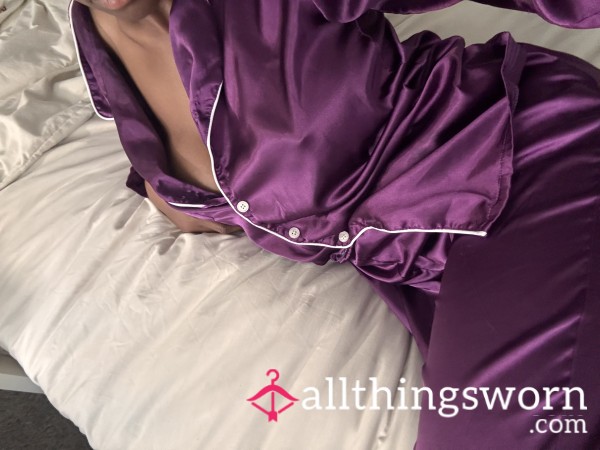 Deep Purple Silk Pajama Set