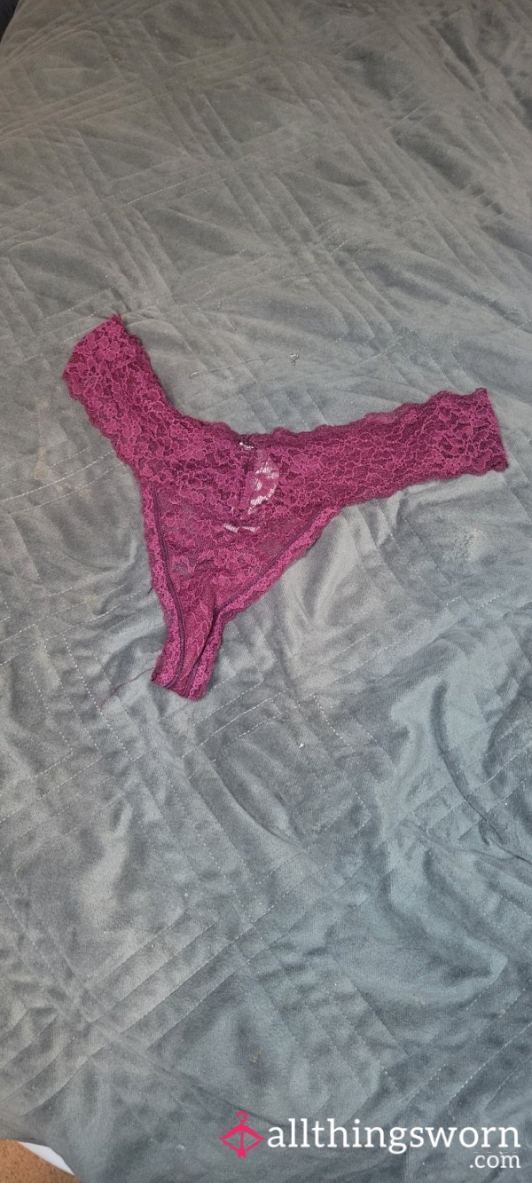 Deep Red Lace Hipster Thong