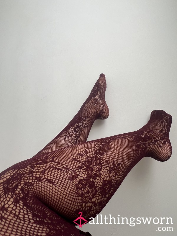 Deep Red Tights Worn For 24 Hours