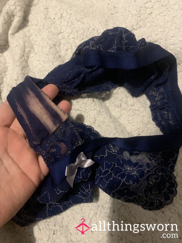 Deep Stained Crotch Blue Panties Available For Wears Or As Is