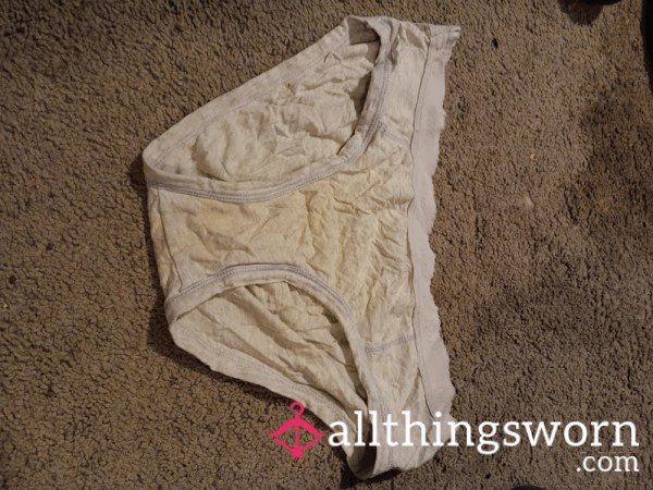 Deeply Worn Gray Cotton Panties – Stained, Soft, And Scent-Rich From Daily Life