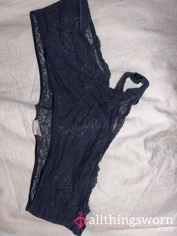 Delicate Blue Lace Cavin Klein Panties - Sheer Hipster Style, Worn Fresh For You